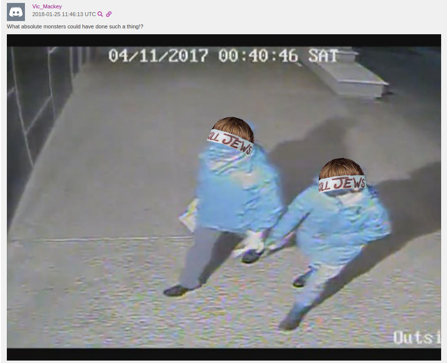 Altered security footage posted by "Vic Mackey"