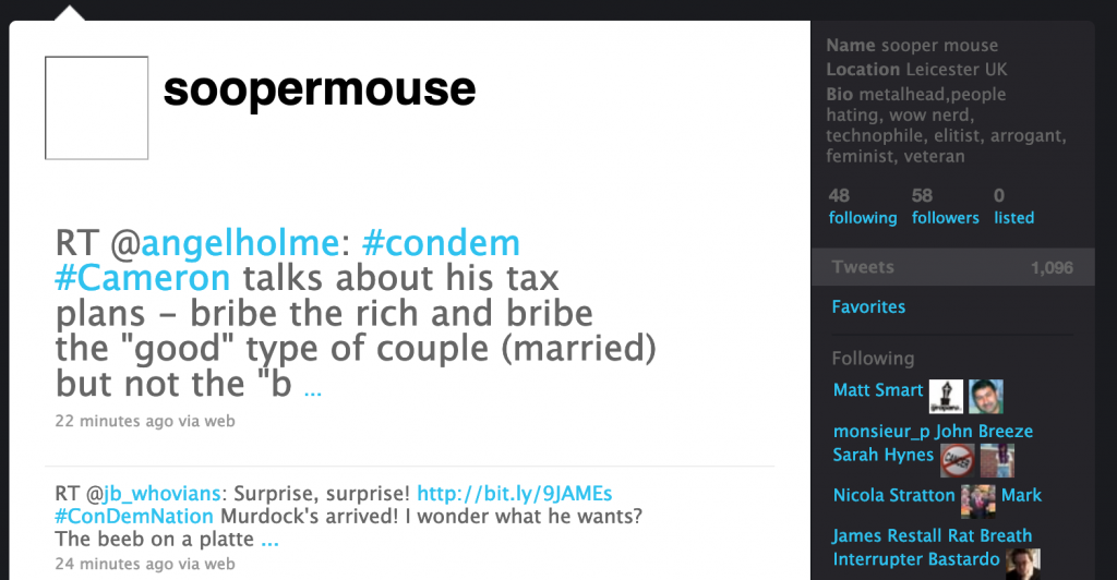 "soopermouse" Twitter account as it appears on the Wayback Machine.