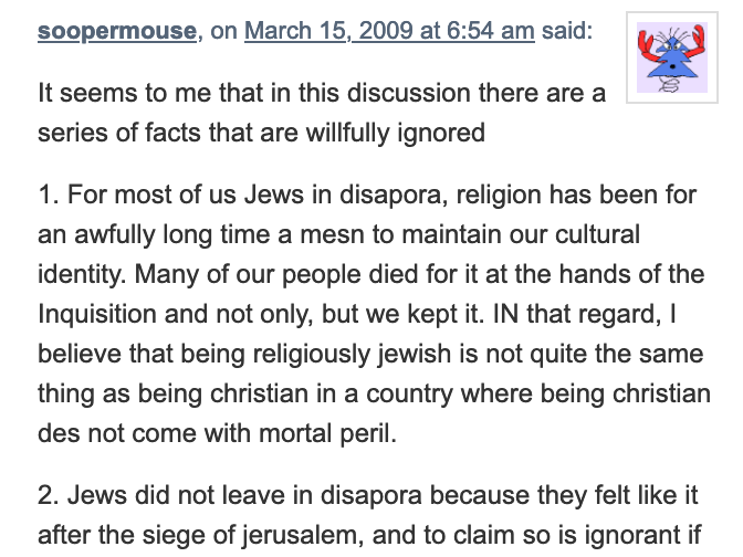 Another comment made on a blog [archive link].