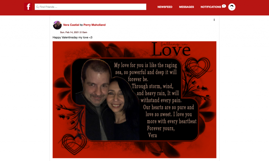 Valentine's Day e-card from Vera Castiel to Perry Maholland Jr. on Fuhrernet.