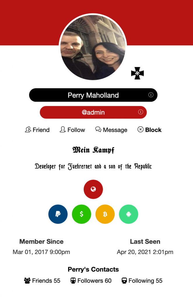 Maholland's own profile on Fuhrernet.