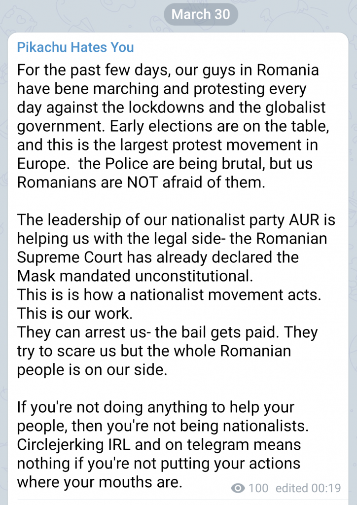 Brancoveanu supports Romanian fascist movements both financially and morale-wise.