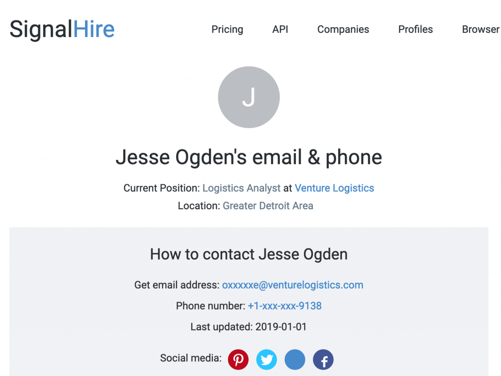 Now-deleted profile for Jesse Ogden on SignalHire.
