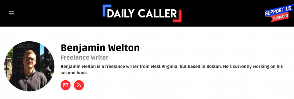 Benjamin Welton's author page at the Daily Caller.