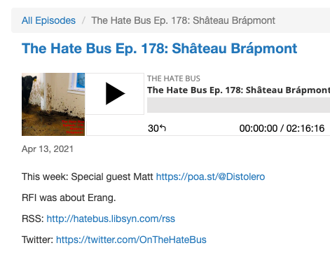 "Distolero" made an appearance on "The Hate Bus" podcast as "Matt."