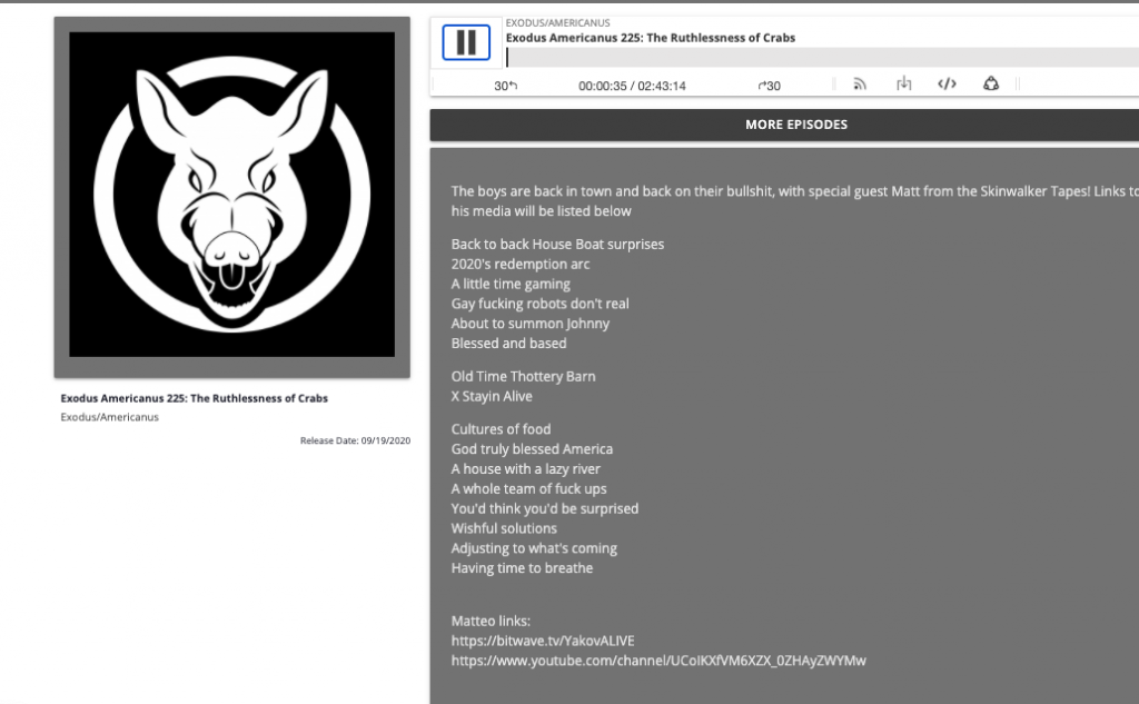 Matt also appeared on the Exodus Americanus podcast.