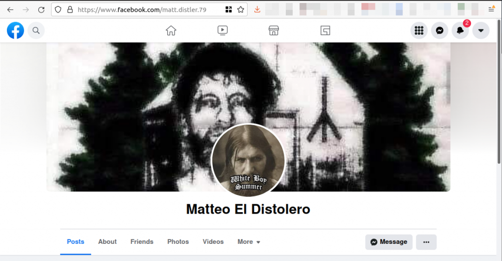 "matt.distler.79" appears in the URL of "Matteo El Distolero"'s Facebook profile.