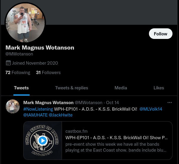 Screenshot of Mark A Davis II's current Twitter profile as it appears at the time of writing.