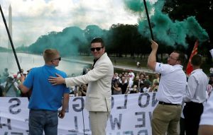 "Ajax" at the same event, second from right, holding a flag pole.