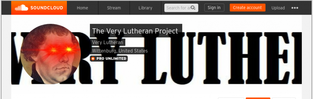 "SuperLutheran"'s "Pro Unlimited" Soundcloud account page.