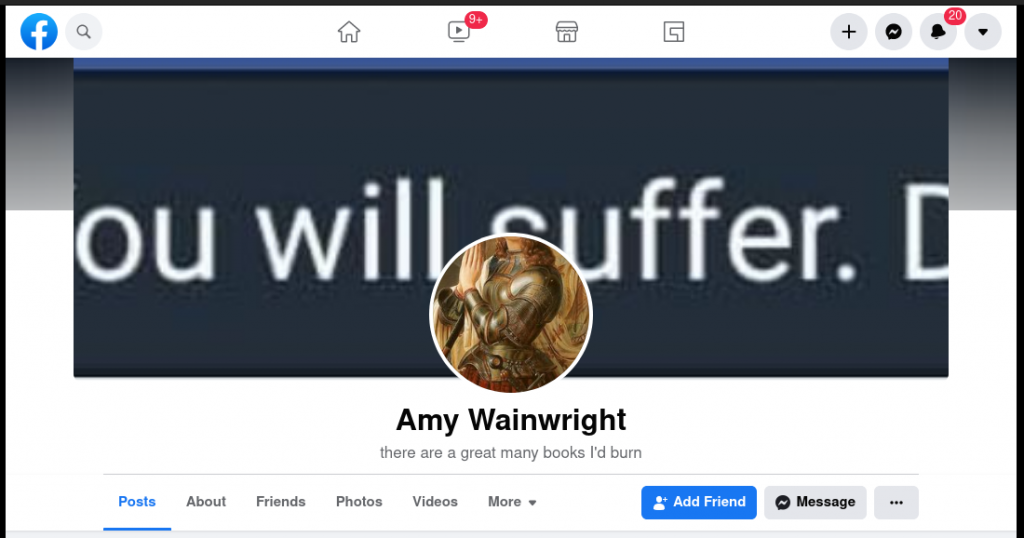 Amy Wainwright's Facebook page.
