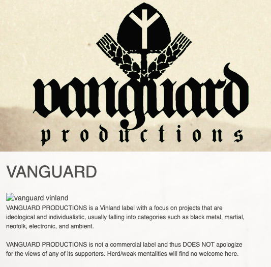 A screenshot from an archived view of the Vanguard Productions website.