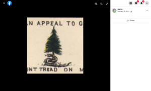 [Pine tree flag: "An appeal to God, Don't tread on me"