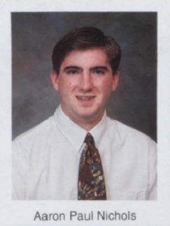 Aaron Paul Nichols in a 1994 Rochester High school yearbook photo.