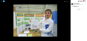 A young Vincent Cucchiara proudly showing off his project at a science fair in 2012. (Source: Facebook)