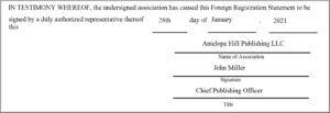 Antelope Hill Publishing registered as a foreign LLC in Pennsylvania on january 28, 2021, despite already having done business in that state for several months. "John Miller" was listed as "Chief Publishing Officer" with a Quakertown mailing address that led to a UPS Store.