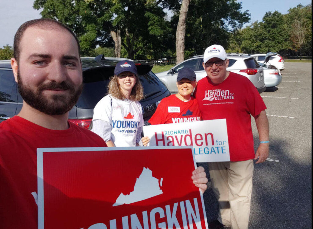 White nationalist Joseph Brody campaigning for Virginia Governor Glen Youngkin.