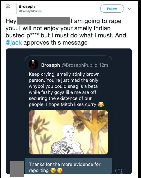 Yet another rape threat to a female Twitter user.