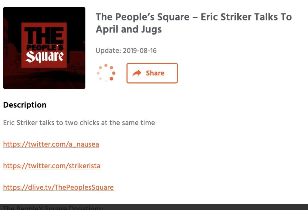 "Jugs" makes an appearance on the neo-Nazi podcast "The People's Square"