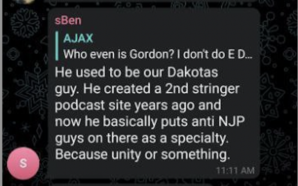 "who even is Gordon?" From a neo-Nazi Telegram chat.