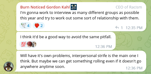 "Gordon Kahl" on making connections with other neo-Nazis across regions.