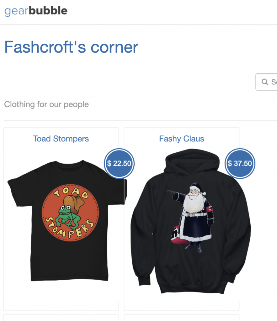 Some of the neo-Nazi merchandise Dylan "John Fashcroft" Annex sells on Gearbubble.