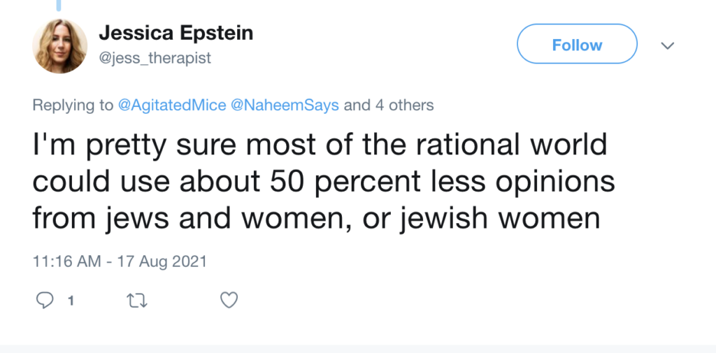 At the same time, his online rhetoric is both antisemitic and misogynistic.