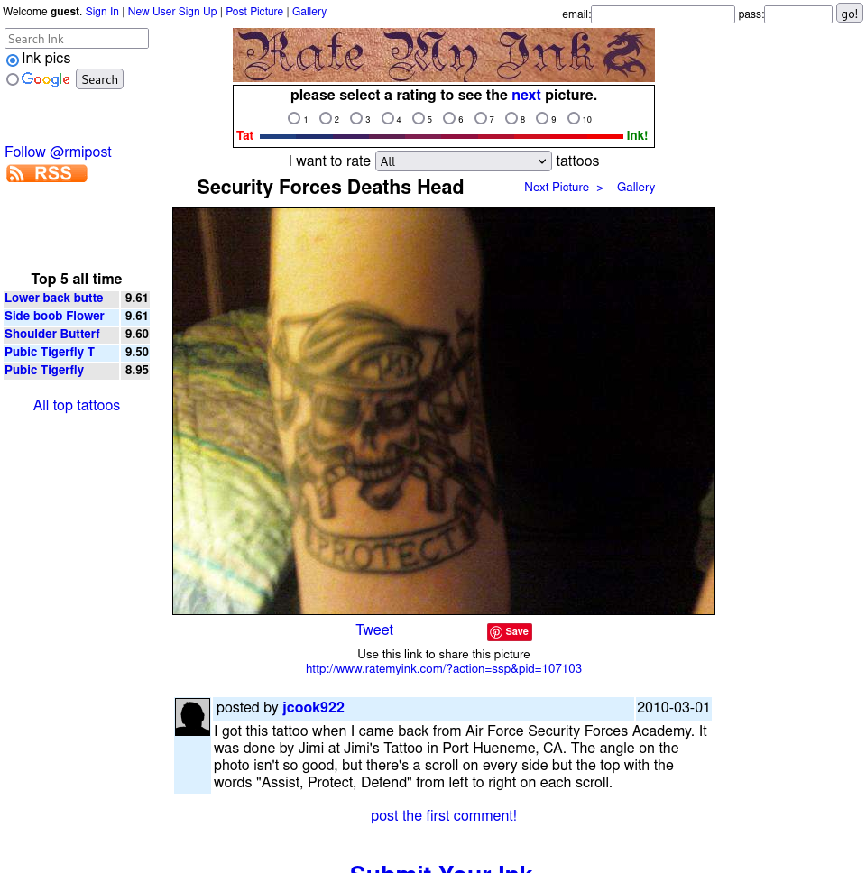 Cook's "Security Forces Deaths Head" tattoo.
