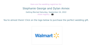 A wedding registry for Dylan Annex and Stephanie George, aka "John and Jane Fashcroft."