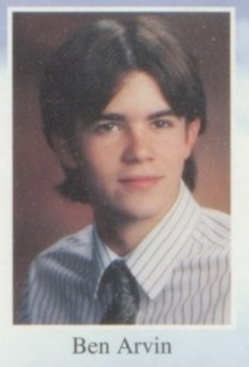 Ben Arvin as he appeared in his 1999 high school yearbook photo.