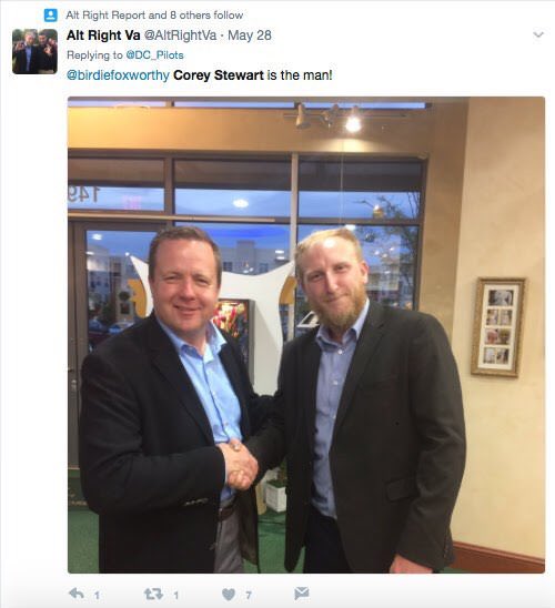 Troutman and neo-Confederate candidate Corey Stewart in a Twitter post.