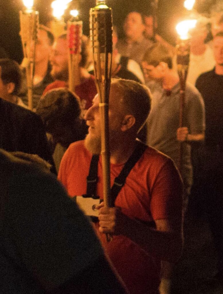 Jame Ryan Troutman at the tiki-torch march of the "Unite the Right" rally in Charlottesville, VA, August 2017.