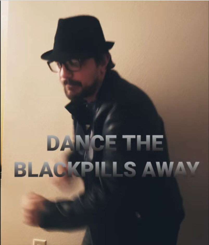 Randle "dancing the blackpills away";an image used for the YouTube video of a song he made all by himself.