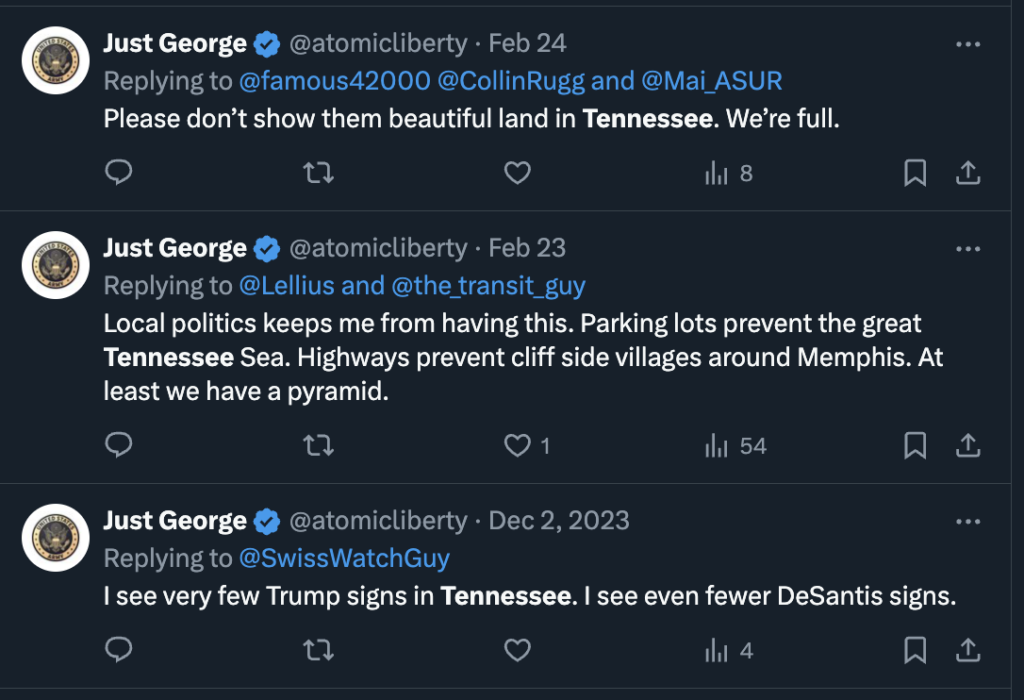 Multiple Twitter posts by user AtomicLiberty show that he was a resident of Tennessee.